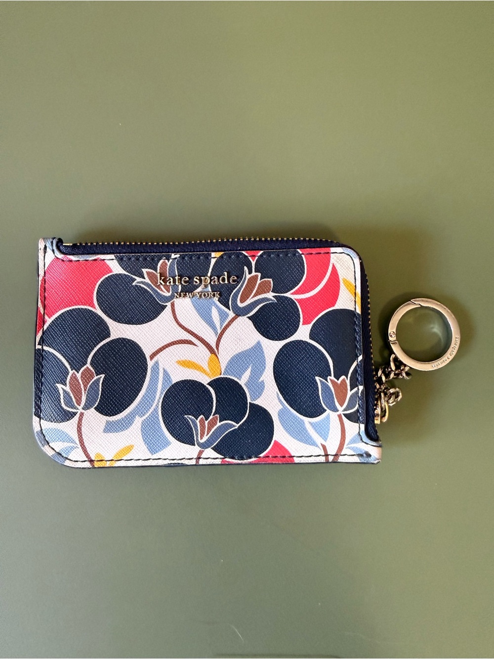 kate spade Floral Zip Card Case with Key Ring